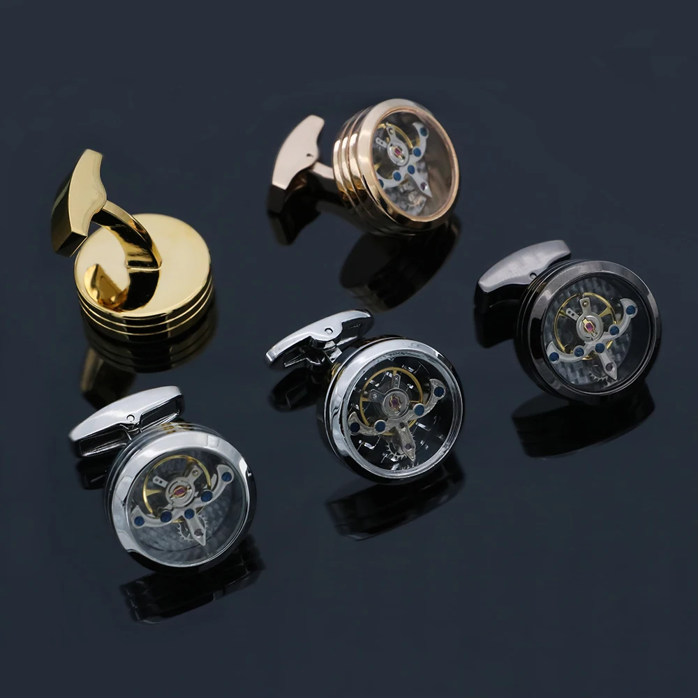 

Men's Jewelry Light Elegant Luxury Mechanical Suit Shirts Cufflinks Tourbillon Movement Torsion Pendulum Clock Cufflinks Gift