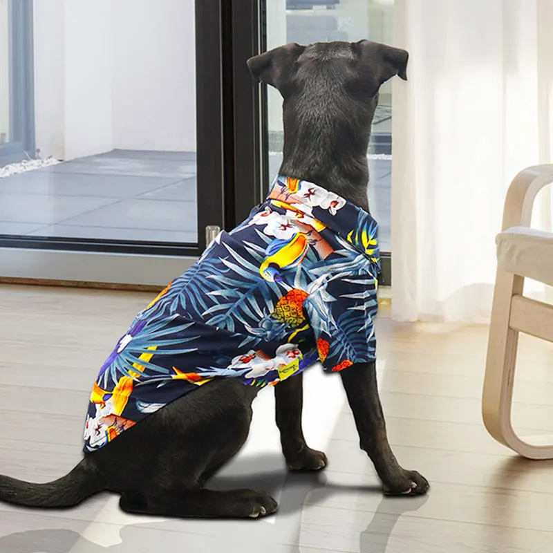 

New Pet Hawaiian Shirts Good-looking Printed Shirts Unique Tops Breathable Dog T-shirt Polyester Comfortable Pet Clothes