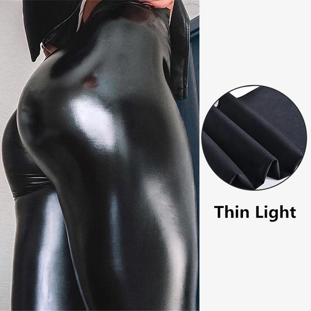 

Summer Black PU Leather Pants 5XL Women High Waist Skinny Leggings Sexy Elastic Trousers Stretch Jeggings W0133