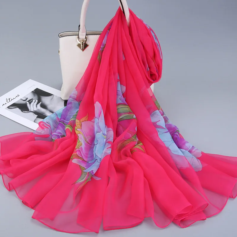 Шифоновый Модный Шелковый шарф с принтом для девушек Женские пляжные сандалии в