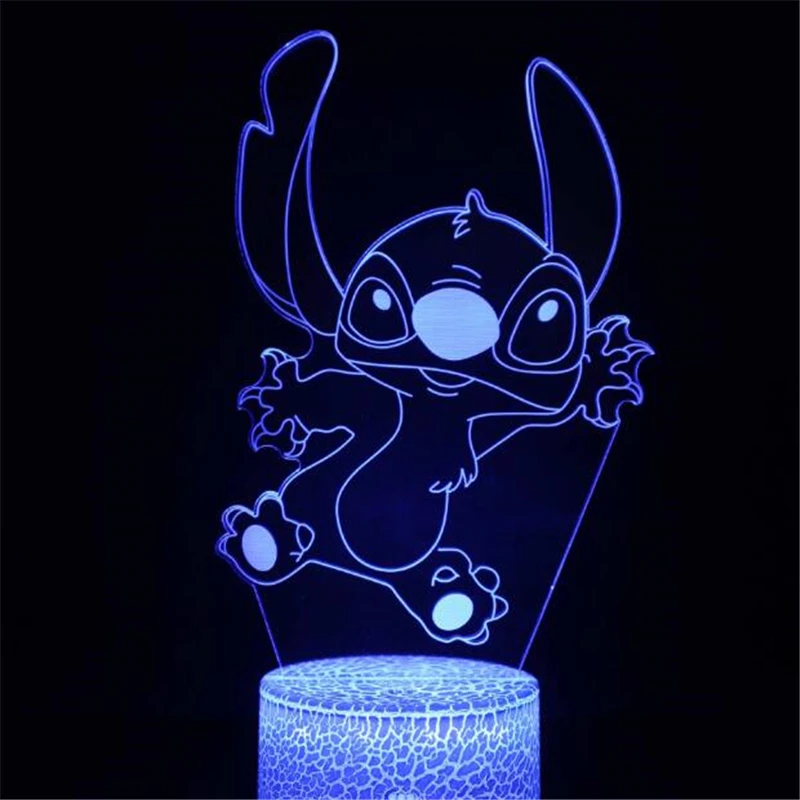 Disney мультфильм 3D лампа Лило и Стич светодиодный ночной Светильник иллюзия Лампа