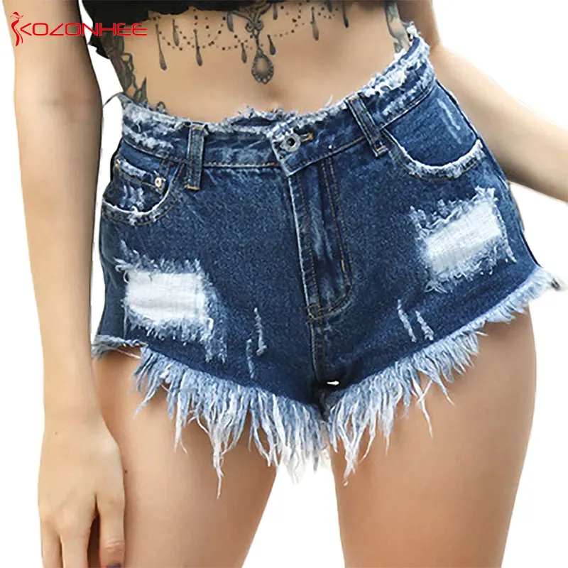Loose Tassel Ripped Denim Shorts Women with Mid Waist Sexy Thin Jeans for girls Distressed #76 | Женская одежда