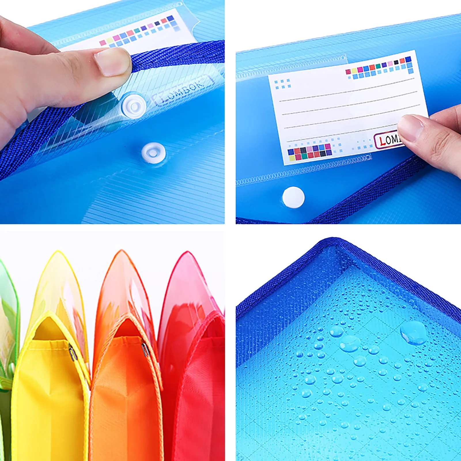 

Transparent Pp Button File Bag Widened Three-dimensional Document Bag Student Waterproof File Bag Reusable File Storage Bags#H