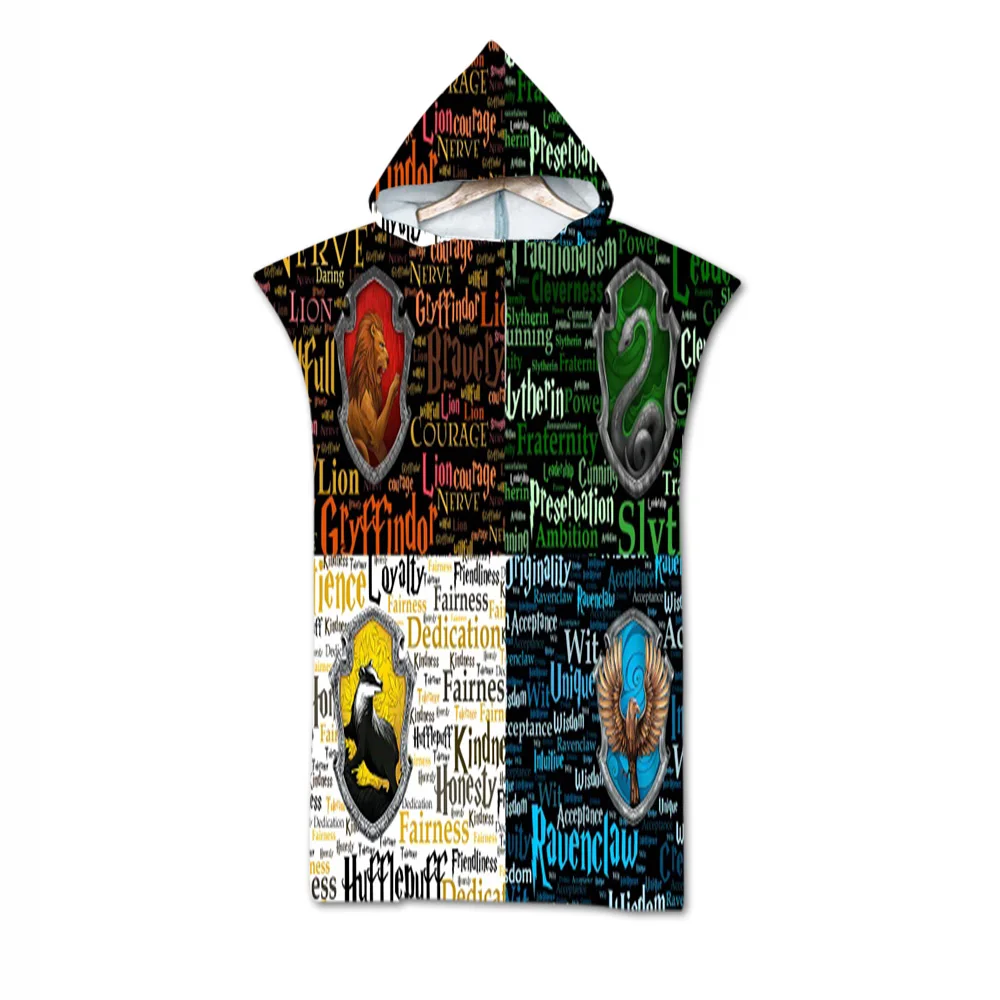 Банный халат из микрофибры с 3D принтом банное полотенце пляжное капюшоном для