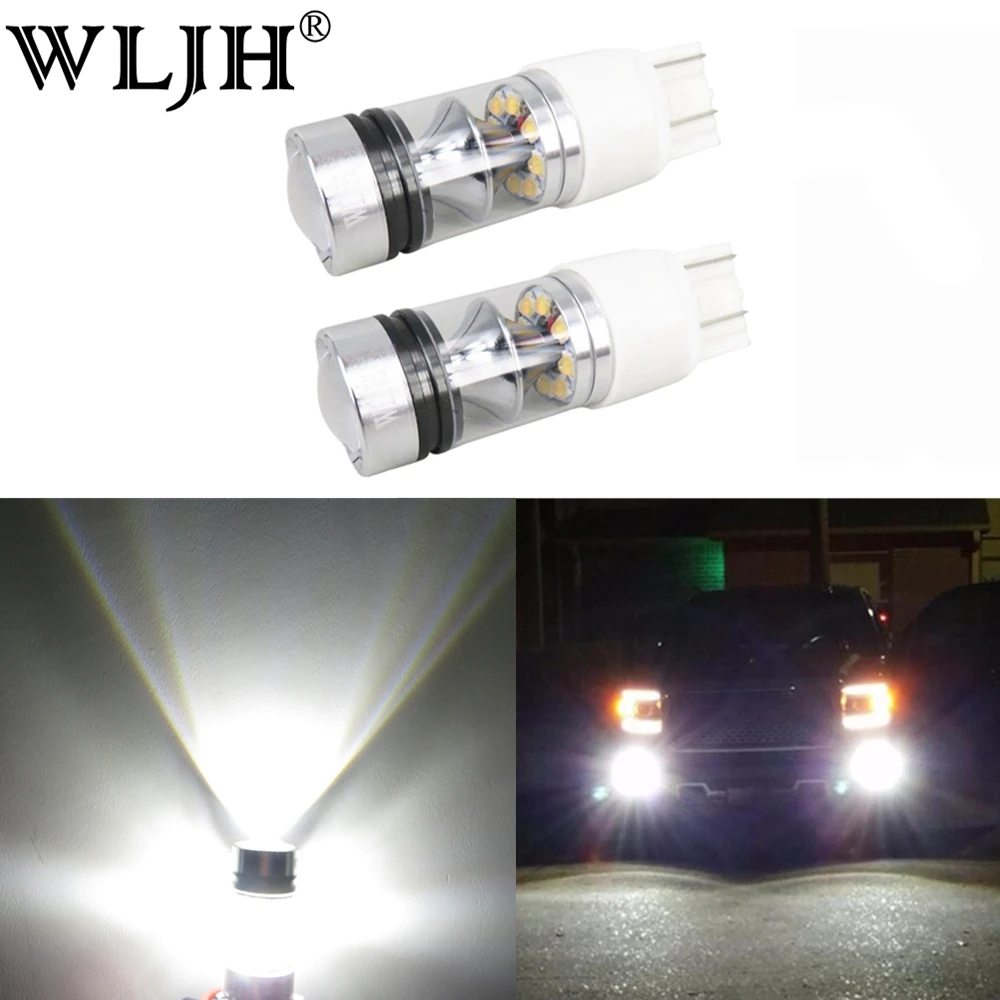 WLJH 2x супер белый высокий Мощность 1200lm острый чип 7443 7444 W21/5 Вт светодиодный