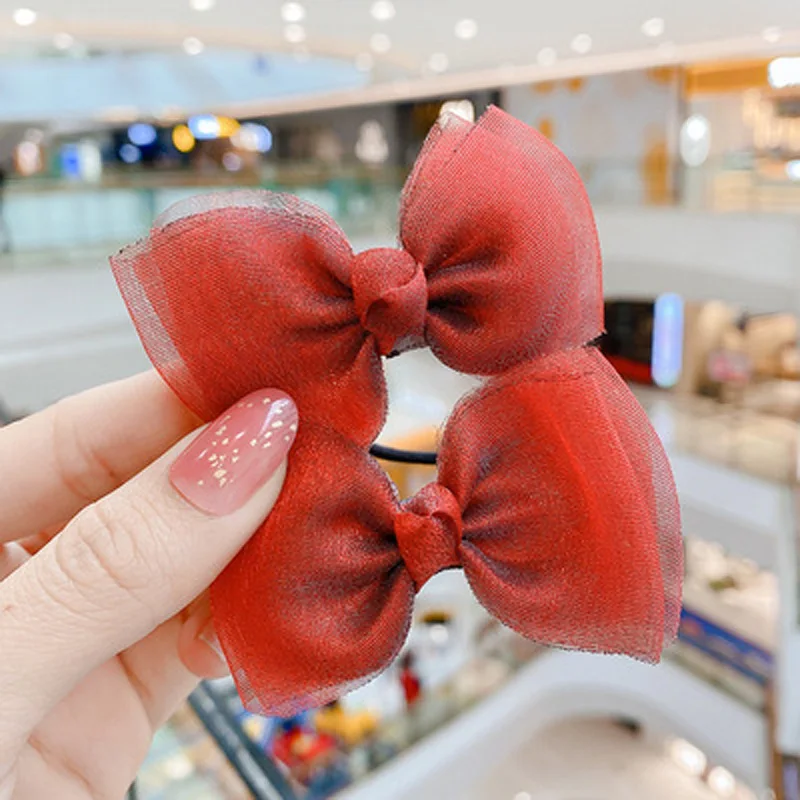 

2 Pcs/Set Of Net Red New Organze Bowknot Clips For Cute Girls Barrettes Safty Hairpins Headwear Kids Hair Accessories