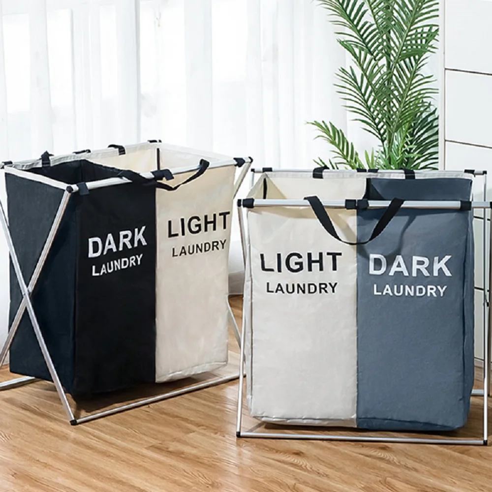 

X-shape Foldable Dirty Laundry Basket Organizer For Dirty Clothes Three Grid Home Laundry Hamper Sorter Laundry Basket Large