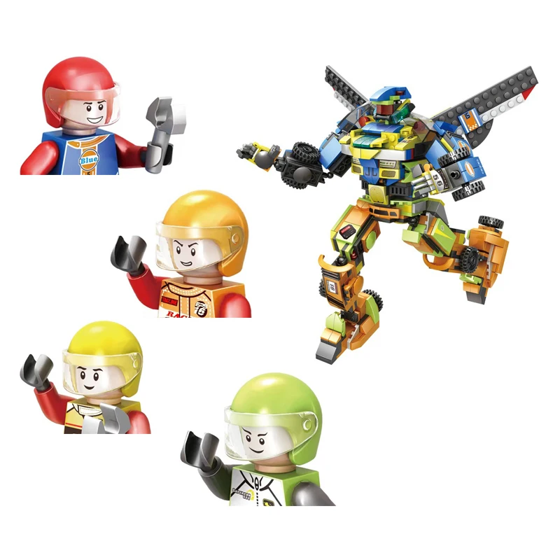 

New Product Building Block Toy Car Racing Car 4 in 1 Combined Robot DIY Small Particle Assembly Children's Gifts
