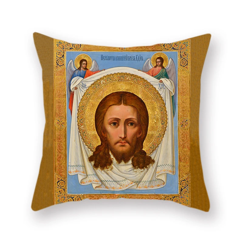 

Christ Resurrection Saints Double-Sided Polyester Print Cushion Cover Nicholas Pattern Hug Pillowcase Home Sofa Decoration