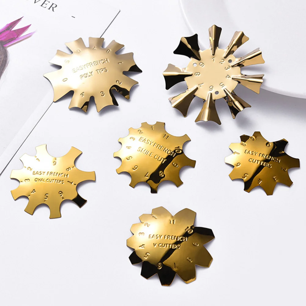 

6pcs French Nail Smile Line Cutter Tools Manicure Edge Trimmer Cutter (Golden)
