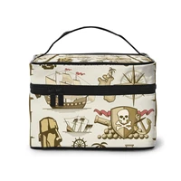 womens travel organization beauty cosmetic make up storage lady wash bags pirate cannon skull sea ship handbag pouch