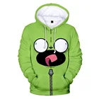 Толстовка с капюшоном Invader Zim для мужчин и женщин, свитшот с длинным рукавом, с 3D принтом, свободная куртка в уличном стиле для мальчиков