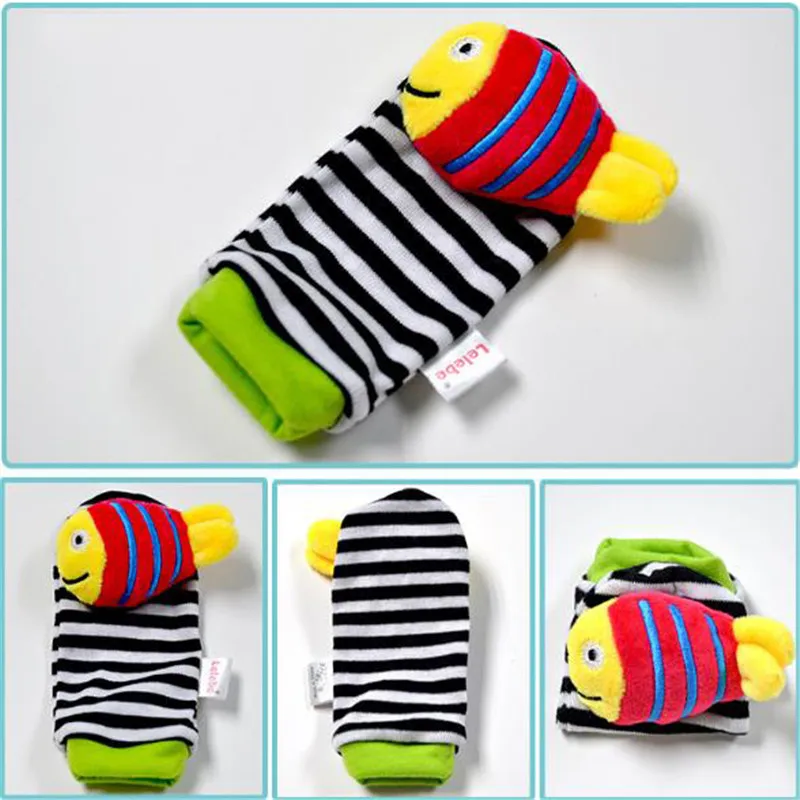

New Style Baby Rattle Wrist Sock Toys Infant Kids Cute Cartoon Animal Early Education Soft Hand Bell Rattle Stuffed Plush Toys