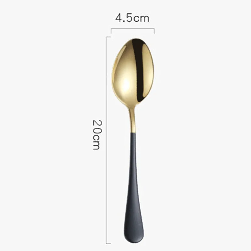 Dinner Spoon 1pc Нержавеющая сталь Золотая вилка и Стейк-нож ложка золотые столовые приборы набор для ужина Рождественский подарок кухонная посуда набор дропшиппинг - Цвет: Dinner Spoon 1pc