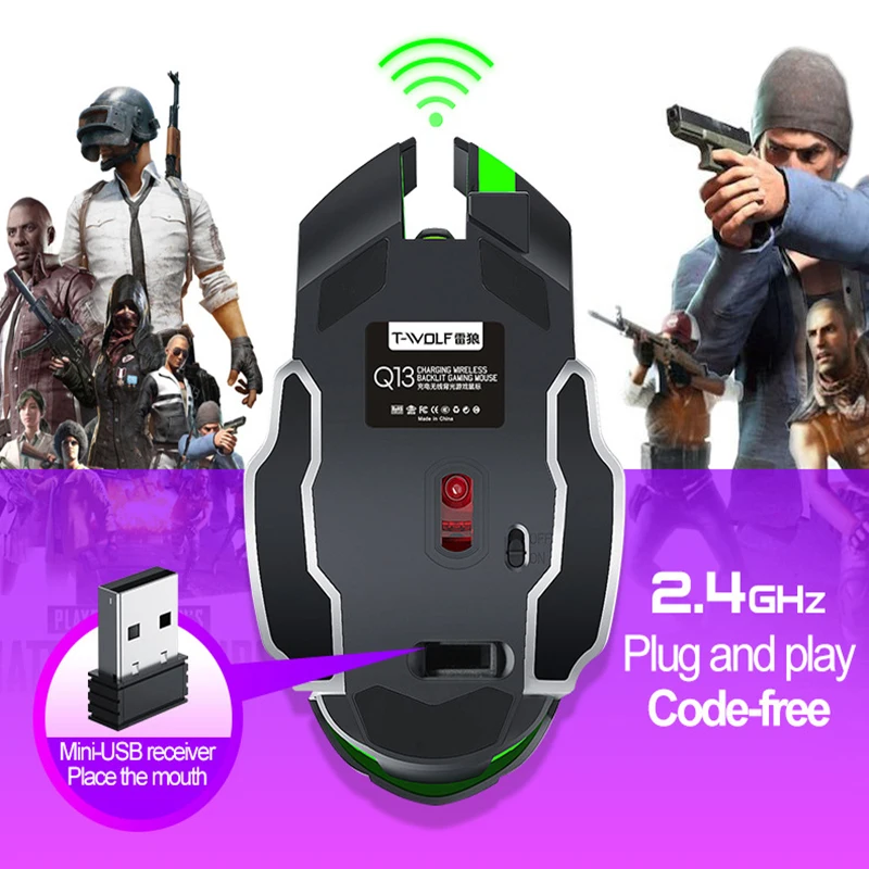

Rechargeable 2.4GHz Wireless Comput Mice Bluetooth Mause LED Backlight Mobile Phone PC Macbook Laptop Accessories Gaming Mouse