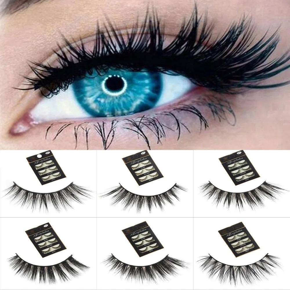 3 пары накладных ресниц натуральные Толстые Длинные Накладные ресницы магнитные