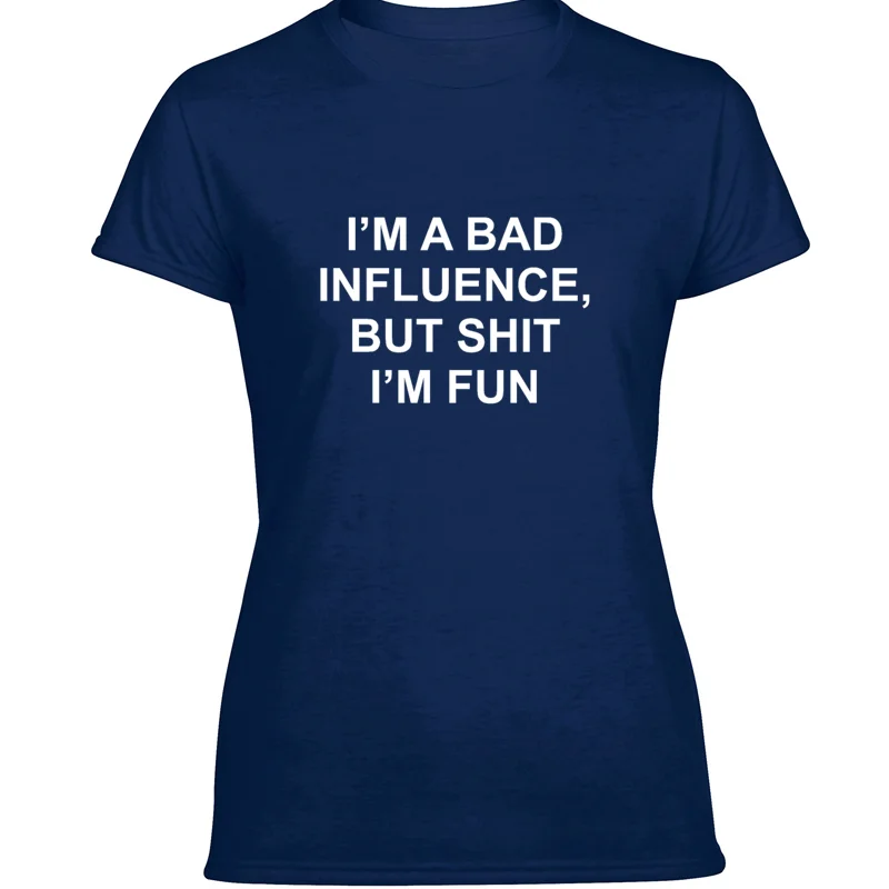 Новая футболка с надписью I'm A Bad Influence But Shit Веселая Черная Мужская размера плюс