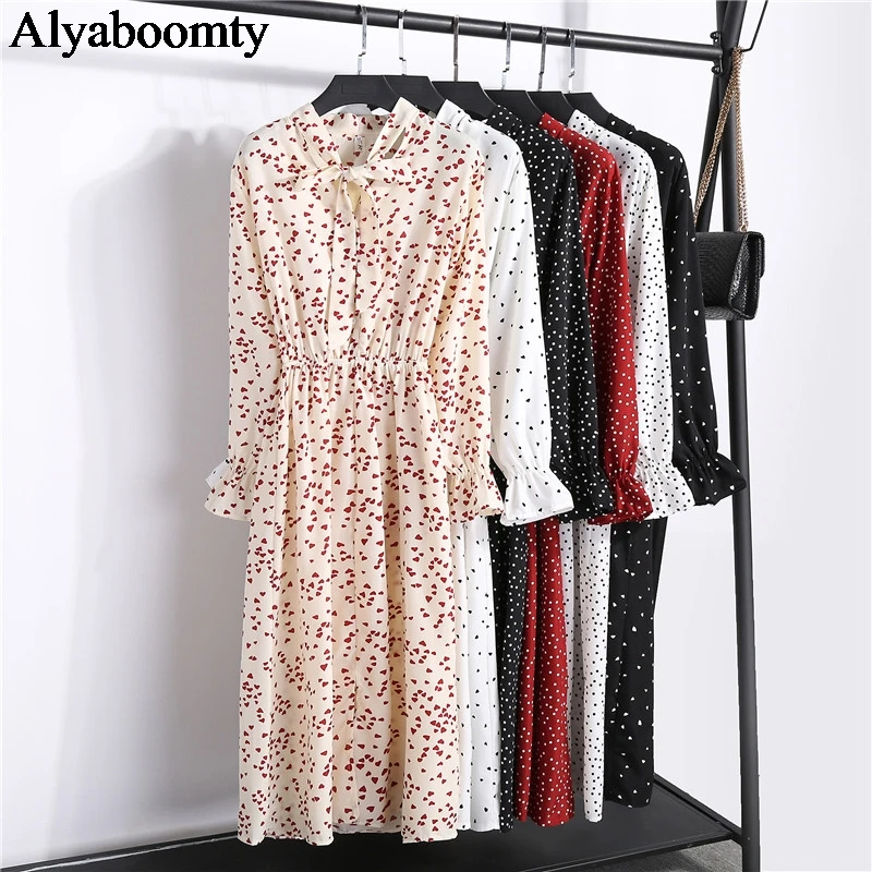 12 цветов осень весна корейский стиль женское платье воротник с бантом цветочный