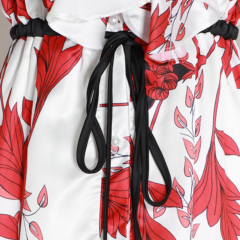 Женское лоскутное платье CHICEVER красное асимметричное в пол с рукавами фонариками