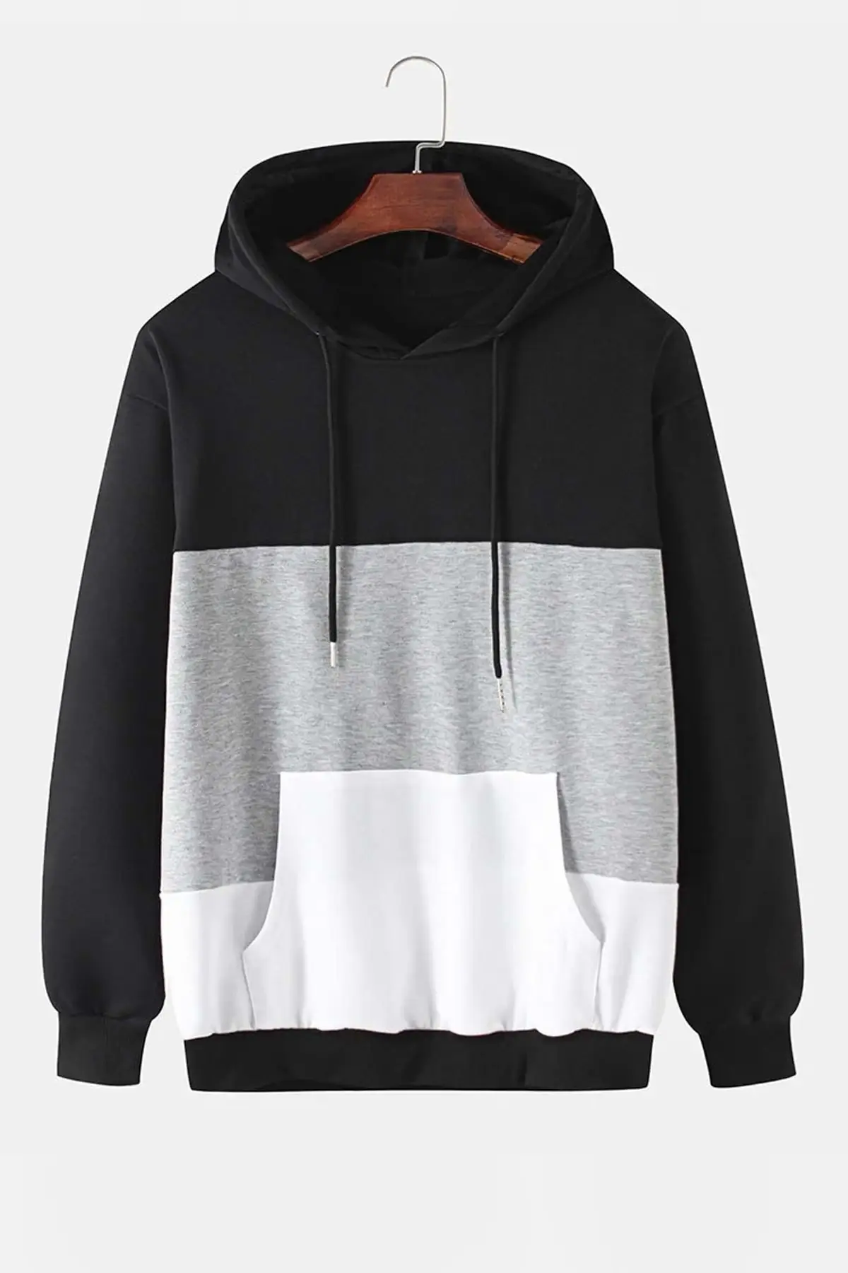 

Male Piece Hooded Sweatshirt Black Daily Casual