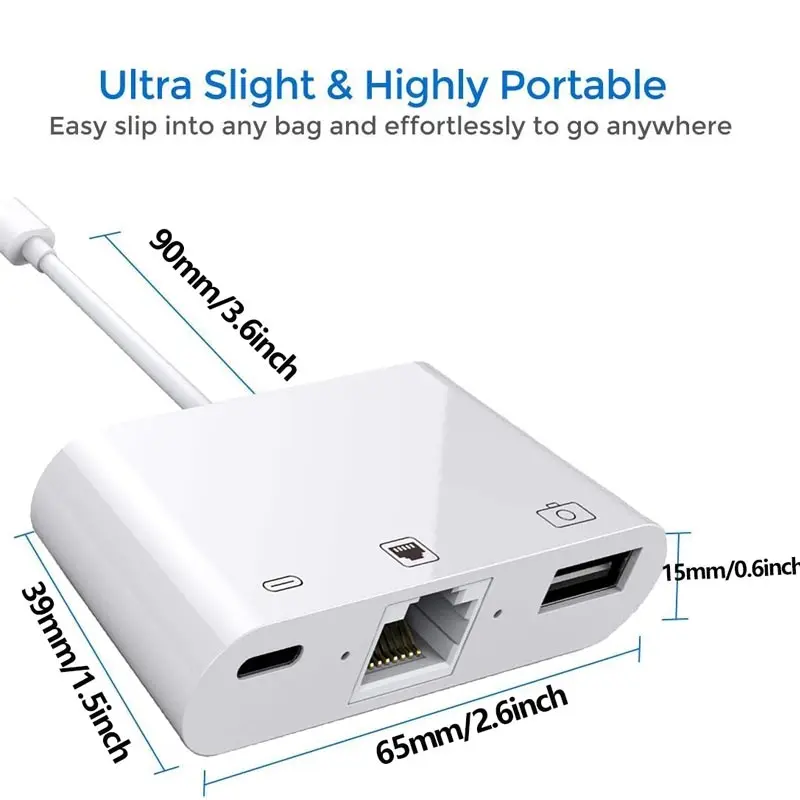 Ingelon[ Lightning Ethernet (порт RJ45)] usb концентратор с адаптером разветвитель Кабель адаптер