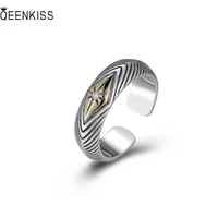qeenkiss rg6665 jewelry%c2%a0wholesale fashion%c2%a0%c2%a0male%c2%a0man%c2%a0birthday%c2%a0wedding gift retro aaa zircon stripe 925 sterling silver open ring
