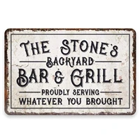 personalized vintage distressed look bar grill welcome sign metal room sign gift for couple
