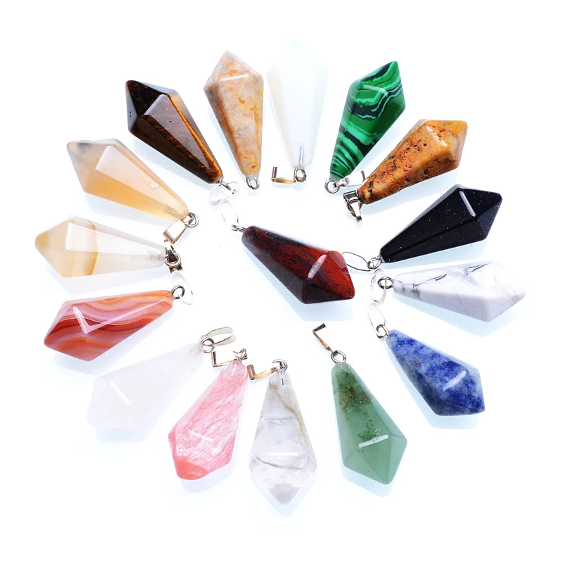 5 шт./лот мульти тип натуральный камень Шарм Кристалл столб подвески и ожерелья