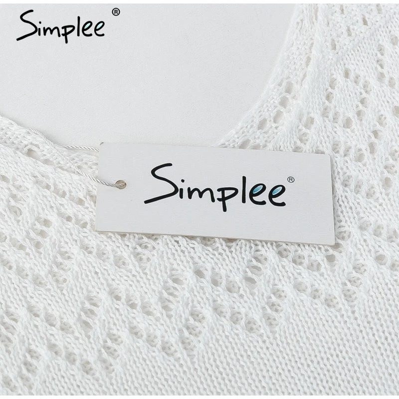 Летнее женское длинное платье Simplee вязаное богемное ажурное пляжное с O-образным