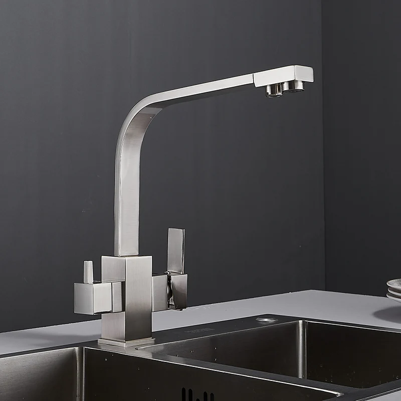 Azeta Filter Kitchen Faucets Black Brass 360 Degree Rotation Mixer Tap 3 Way Faucet Drinking Water Sink AT9638B | Обустройство дома