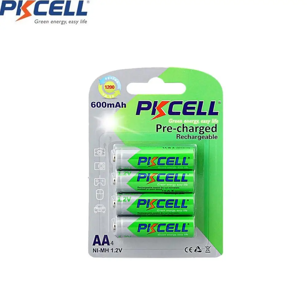

4Pcs PKCELL 1.2V aa nimh rechargeable battery 600mah NI-MH Low Self Dischargeable Batteria LSD Batteries For flashlight toys