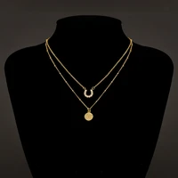 jaeeyin 2021 trendy multi layer choker necklace u horseshoe shape pendant rhinestone glass paved clavicle chain gift for women