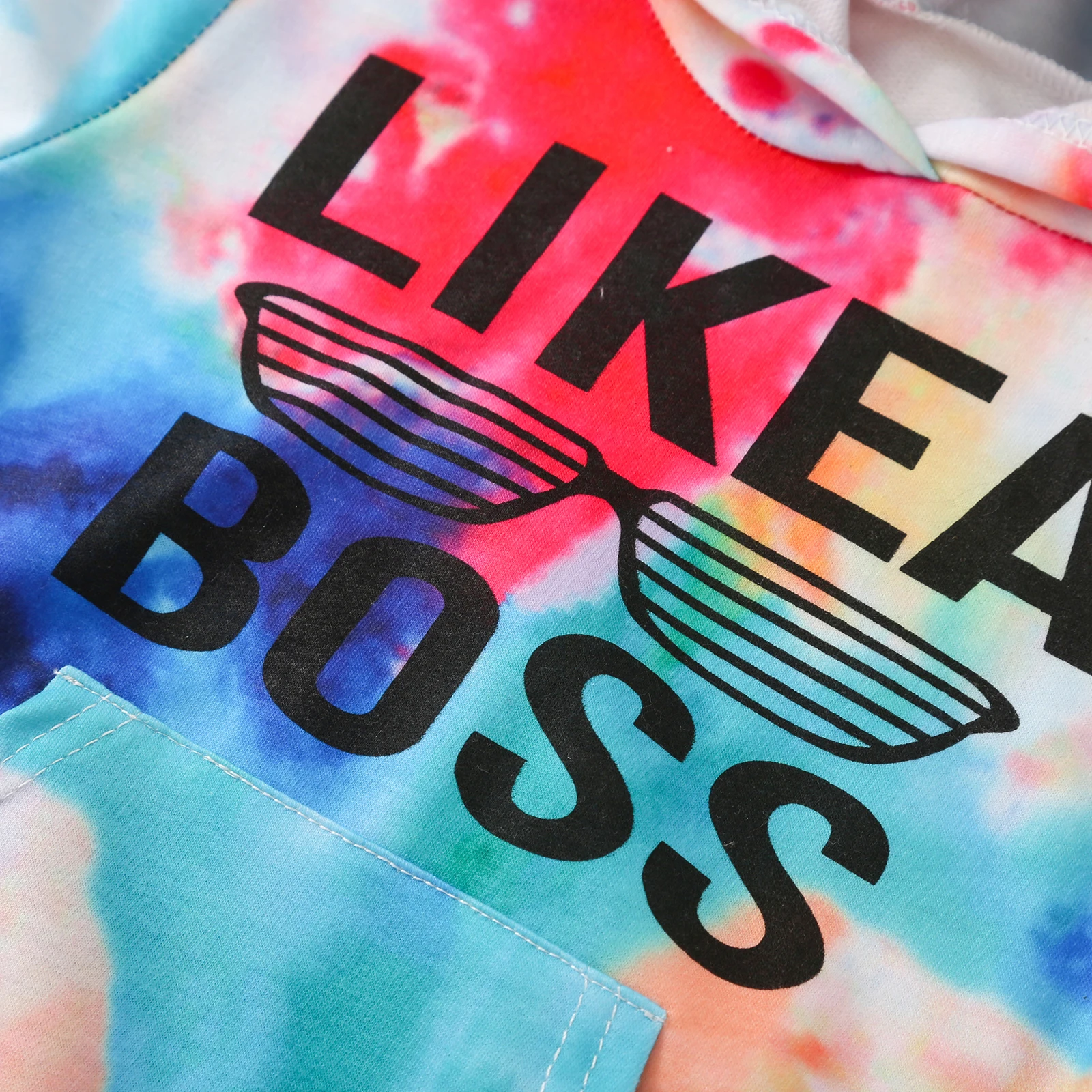Boys' Hoodie, Kid's Letter Printed Long Sleeve Pullover Tie Dyed Sweater for Children