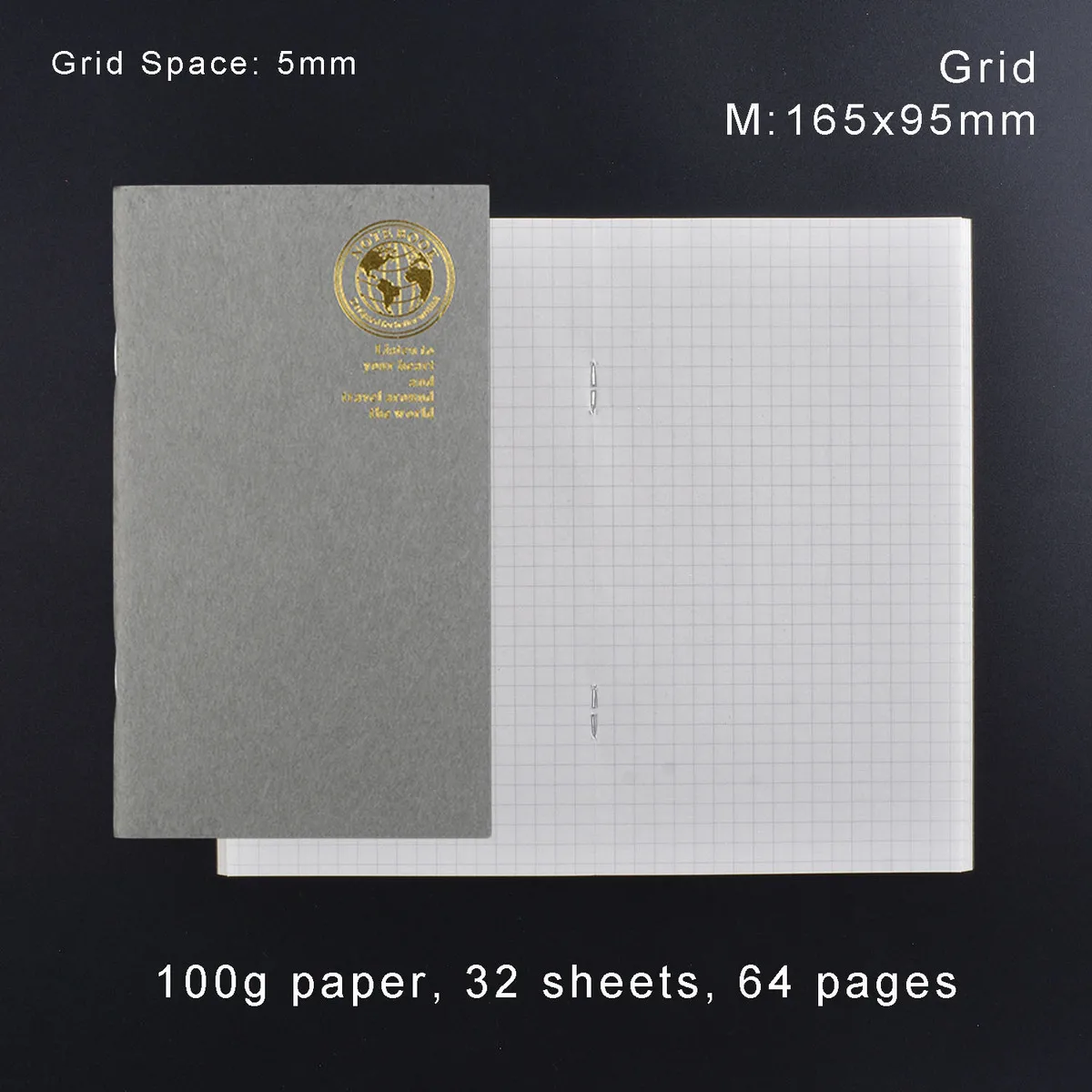 M Grid Кожаная записная книжка, Сменная вставка для ежемесячного паспорта, дневник планировщик, крафт-бумага, блокнот для путешествий, ежедневный Еженедельный - Цвет: M Grid