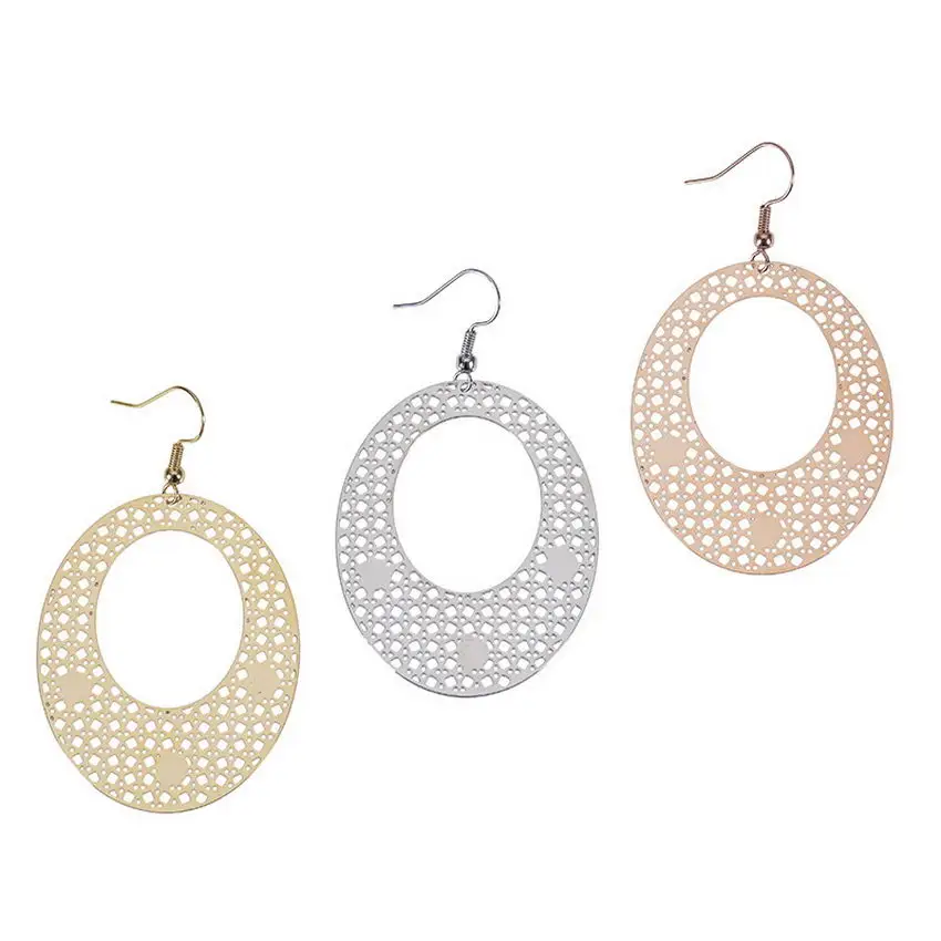 

Gold Filled Cutout Oval Earrings for Women 2021 New Simple Boutique Graceful Bridesmaid Jewelry High Quality Gifts for Her