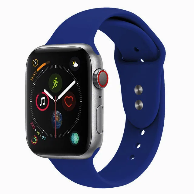 NO.22-MidNight-Blue Спортивный силиконовый ремешок с двойной пряжкой для apple watch серии 4321 сменный Браслет ремешок для часов Ремешок для часов для apple watch 42 38 - Цвет ремешка: NO.22-MidNight-Blue