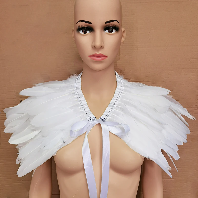 Накидка на плечо с гусиными перьями шаль для косплея в готическом викторианском