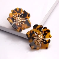 new fashion color flower dangle earrings womens design pendant acrylic flower personality exaggerated flower earrings