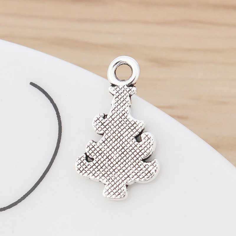 

50 Pieces Tibetan Silver Xmas Christmas Tree Charms Pendnats Beads for Bracelet Necklace Jewelry Making Accessories 20x12mm