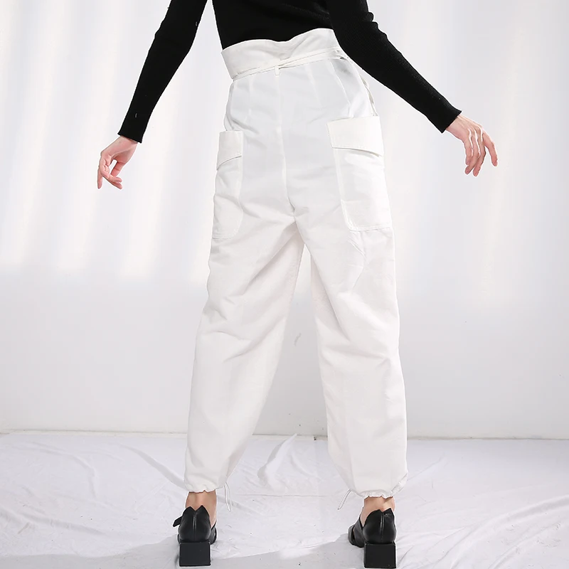 

brief High Waist White Bandage Long Wide Leg Trousers New Loose Fit Pants Women Fashion Tide Spring Autumn 2021 1DB70200