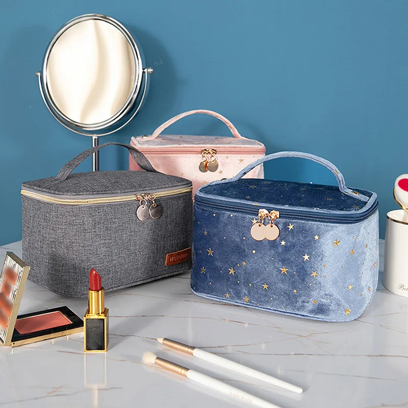 

Cosmetic Bag Travel Toiletry Jewelry Storage Pocket Bathroom Toiletries Organizer Velvet Make Up Case Portable Home Medical Kit
