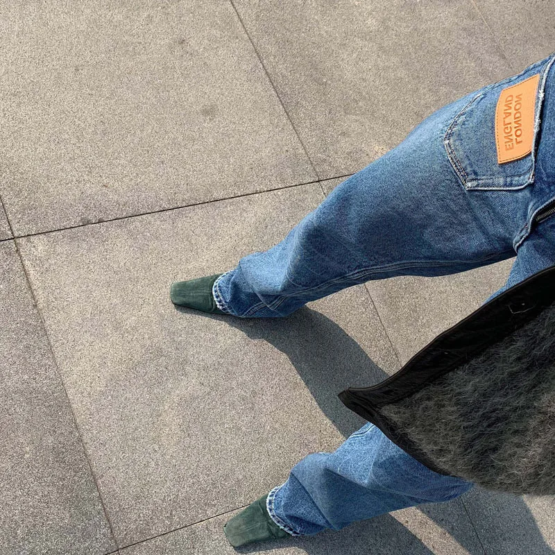 Классические джинсы в Корейском стиле Модные штаны Прямые женские брюки с