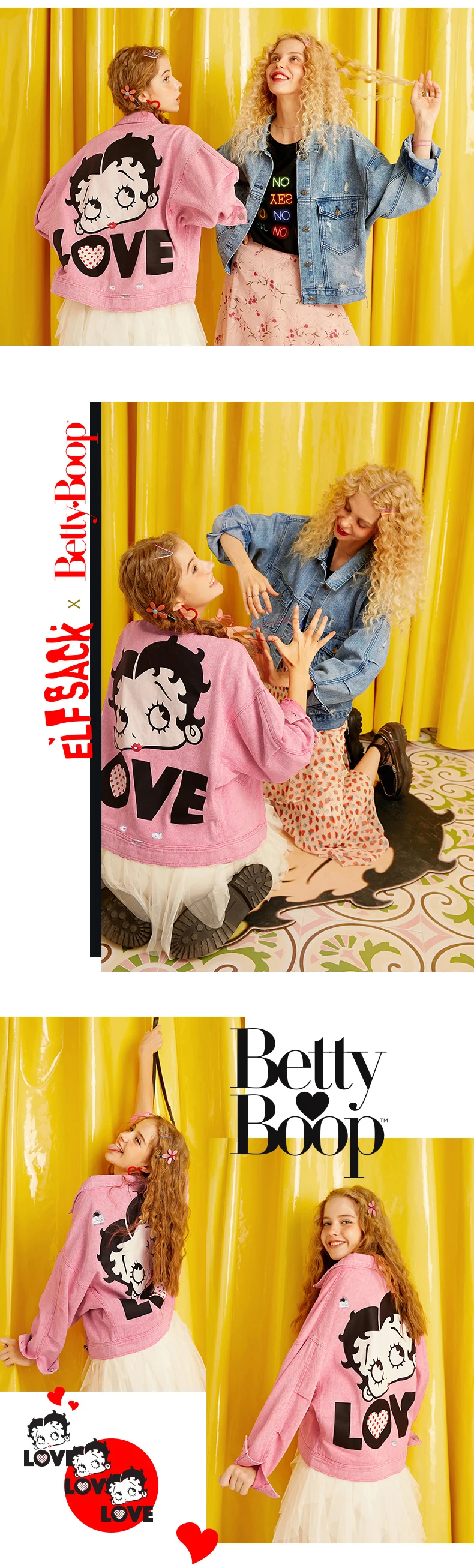 ELFSACK хлопковые потертые джинсовые пальто с мультяшным принтом для женщин Осенние новые корейские повседневные женские уличные топы с дырками