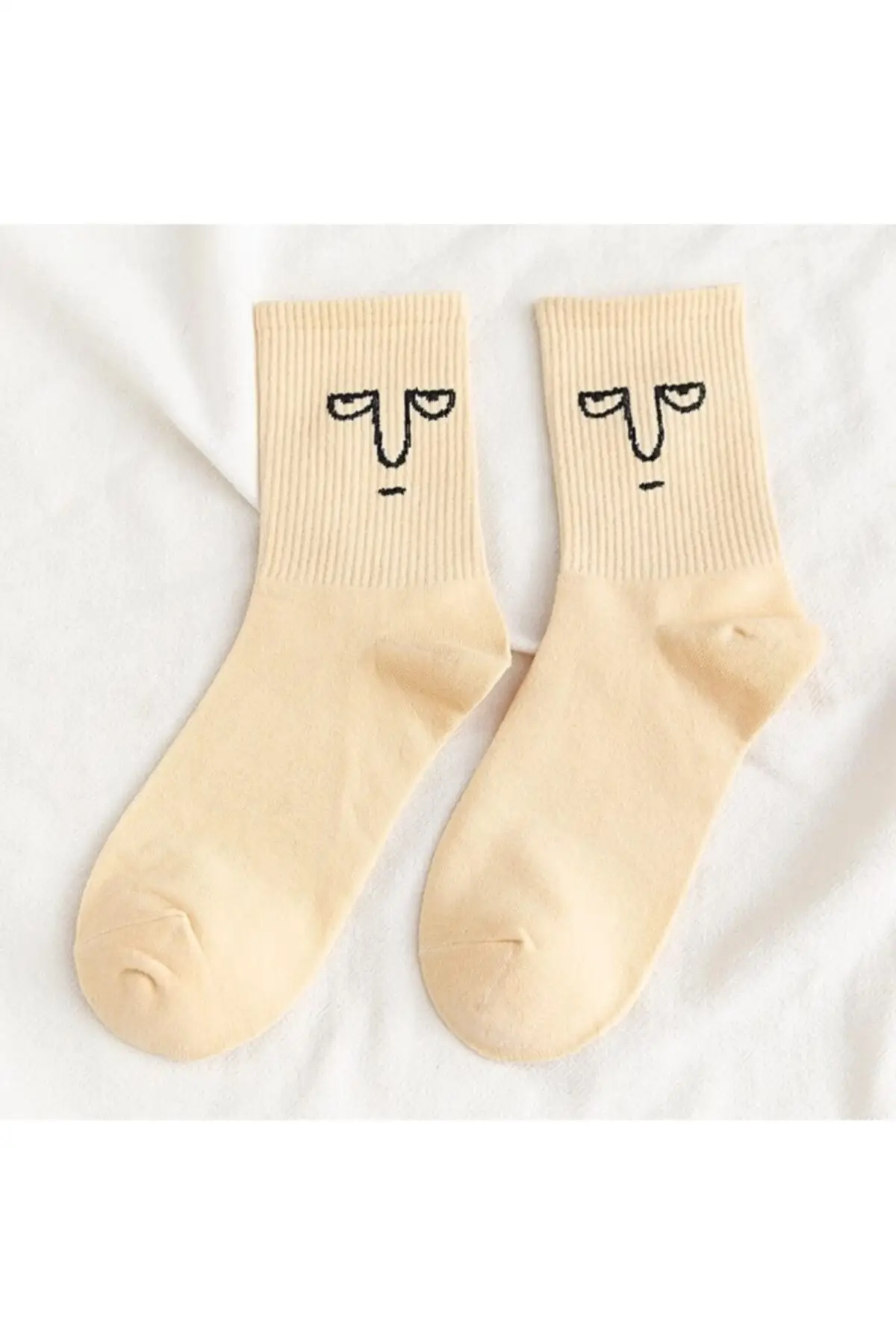Unisex Colorful Face Patterned Tennis Socks 10'lu 71 of cotton-24-polyamide elastane 5 of Quality Elegant your design is 2021 Trend Style Fashion Colorful New Model Face Patterned Socks Useful And Quality 10 Pieces