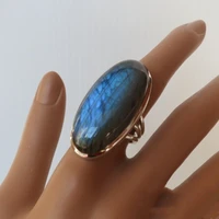 trendy silver color large blue oval shaped turquoise stone crystal finger ring for women party jewelry size 6 10