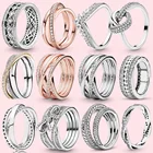 Обручальные кольца из серебра 925 пробы с тройным составным сердцем из циркония, кольцо на палец для женщин, обручальное кольцо для невесты, кольца в подарок, ювелирные изделия