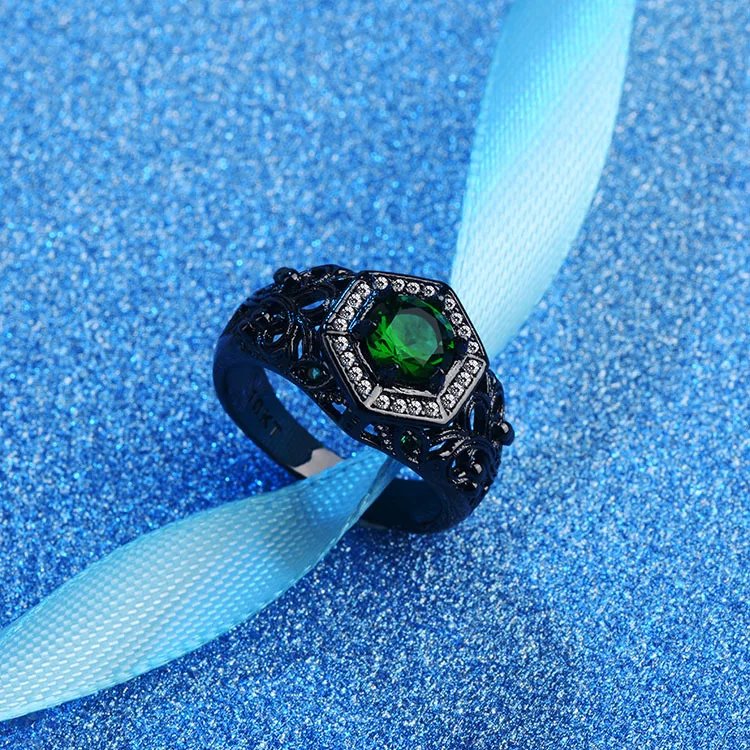 Индивидуальное черное позолоченное полое обручальное кольцо в готическом стиле