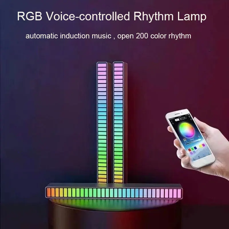 

Креативный RGB-музыкальный светодиодный светильник с голосовой активацией, для автомобиля и стола, светильник