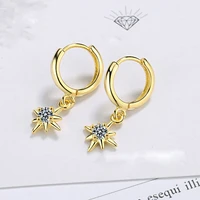 womens fashion simple shiny hoop earrings small huggies with flash sunflower zirconia stone goldenwhite earring piercing gifts