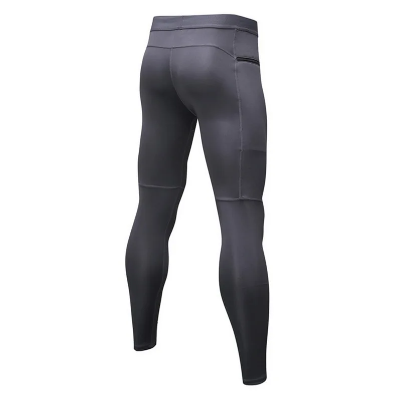 

Sweatpants gym clothing Pockets Men's Quick Dry Elastic Compression Skinny Leggings Zipper Running Tights Training Fitness Pants